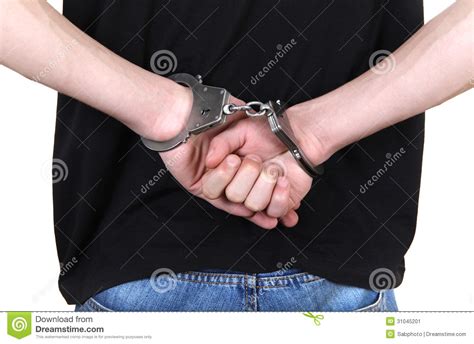Handcuffs On Hands Closeup Stock Image Image 31045201