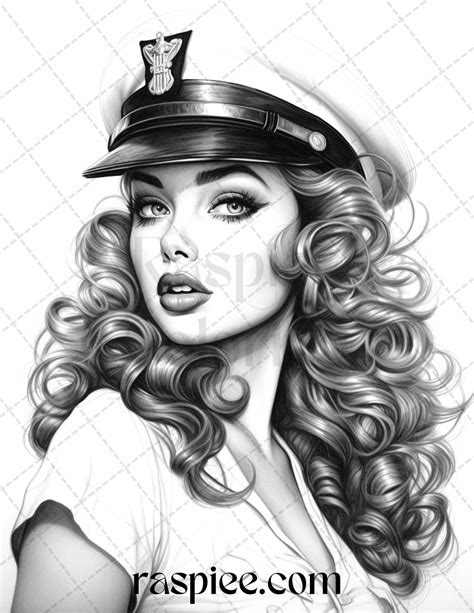 40 sailor pin up girls grayscale coloring pages printable for adults grayscale coloring pin