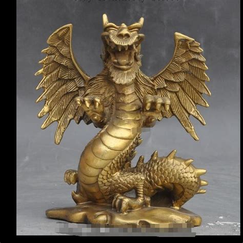 Zhaorui4884393 Chinese Brass Fengshui Animal Dragon Fly Wings Dragon