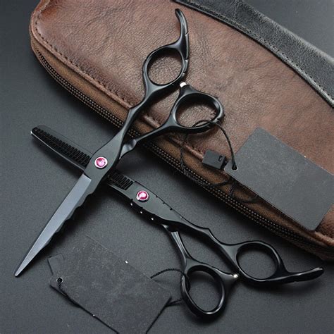Professional Japan 440 Steel 6 Inch Black Wave Hair Scissors Set
