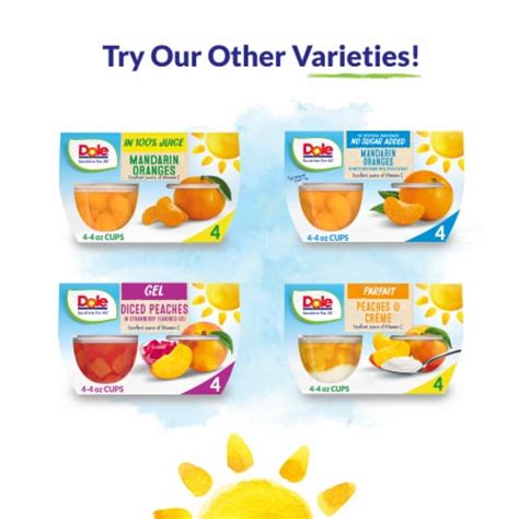 Dole® Fruit Bowls® Yellow Cling Diced Peaches In 100 Fruit Juice Cups