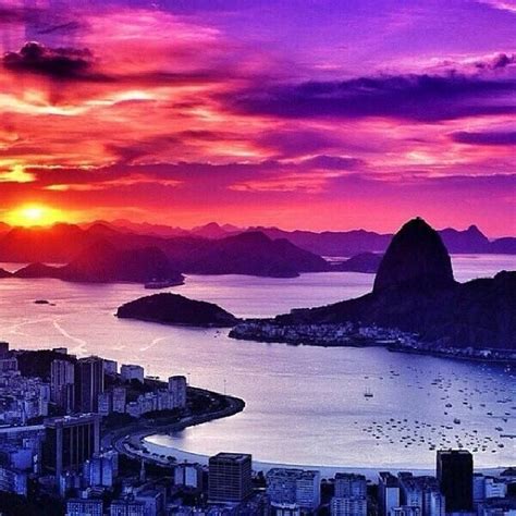 Amazing Sunset Over Rio De Janiero Brazil Earth Pictures Amazing