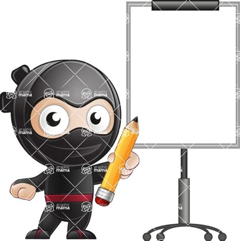 Cute Simple Style Ninja Cartoon Vector Character Presentation 4