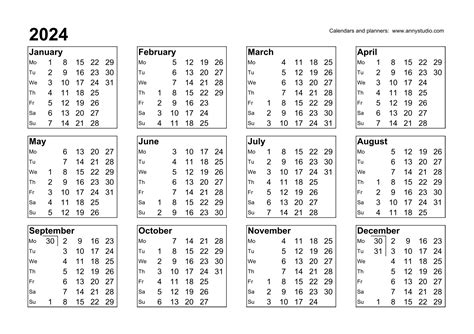 2024 Numbered Weeks Calendar Downloadable Jan Calendar 2024