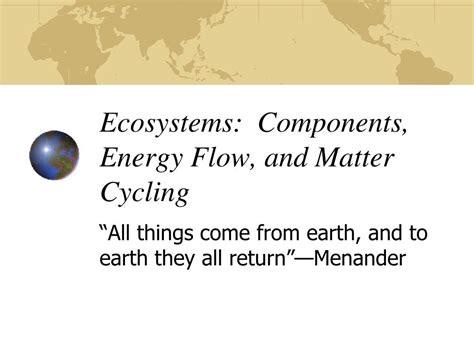 Ppt Ecosystems Components Energy Flow And Matter Cycling