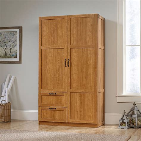 Bedroom Wardrobe Cabinet Storage Closet Organizer In Medium Oak Finish