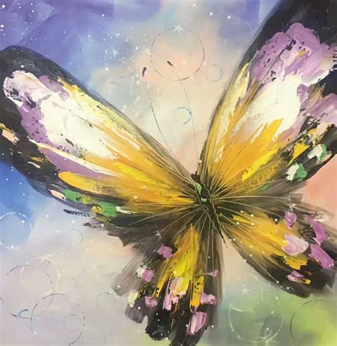Purple Butterfly Painting On Canvas Original Butterfly Painting For 0b7