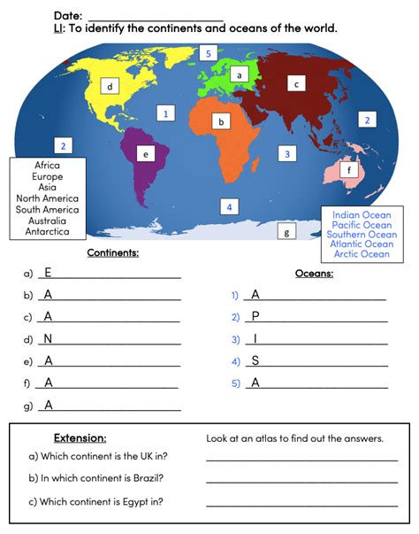 Continents And Oceans Worksheet Answers Continents Worksheet In 2020 Images
