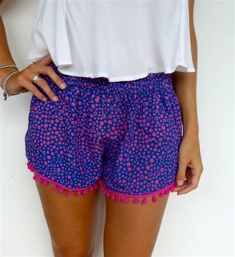 Pom Pom Shorts Cobalt And Hot Pink Polka Dot Pattern With