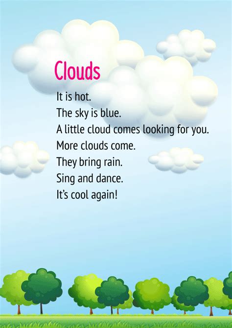 Poetry recitation and memorising is a fun activity that you can engage your kid in. CBSE English Poem for Class 1 - Clouds | Free PDF Download