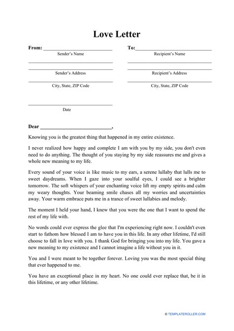 Love Letter Template Download Printable Pdf Templateroller