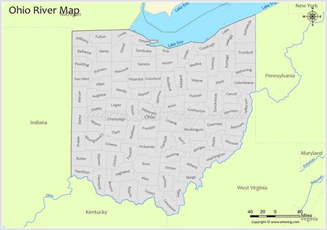 Ohio River Map Rivers And Lakes In Ohio Pdf