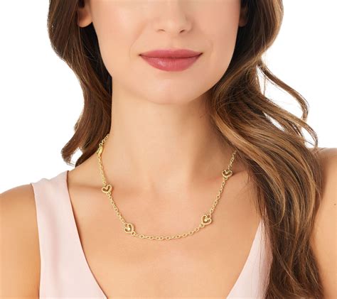 Judith Ripka 18" Sterling & 14K Clad Heart Station Necklace - QVC.com
