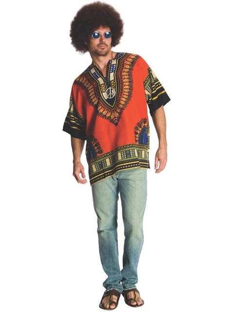 Orange Reggae Rasta Hippie Dress Up 70s Hippie Costume For Men