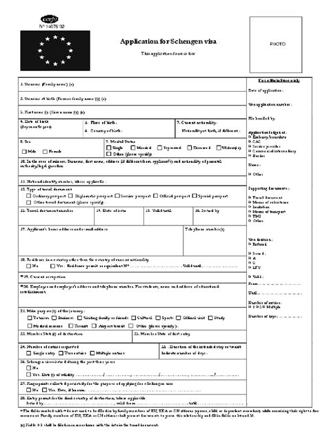 Pdf Schengen Visa Application Form Pdf Download Instapdf