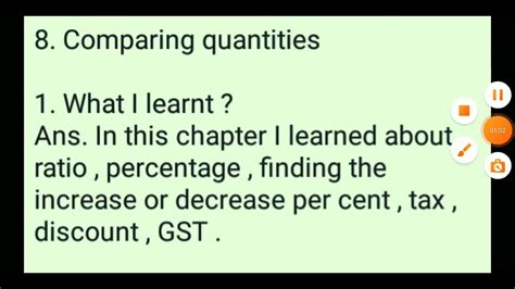 Learners Diary Of Class 8 Math Chapter 8 Comparing Quantities Youtube