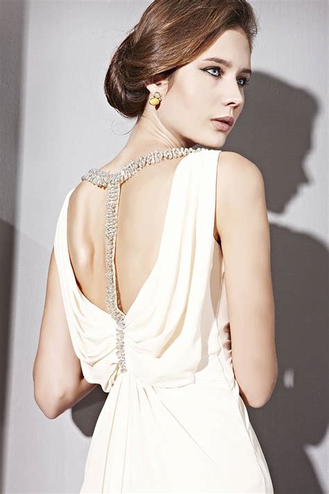 Jeweled Cowl Neck Wedding Dress By Elliot Claire London