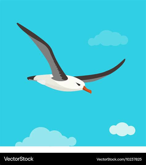 Albatross Bird Is Flying In Cloudy Sky Royalty Free Vector