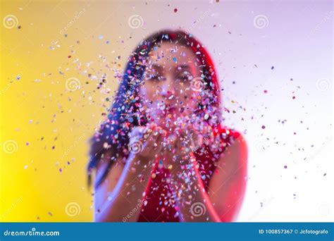 Beautiful Girl In Colorful Lights Party Stock Image Image Of Campaign Color 100857367