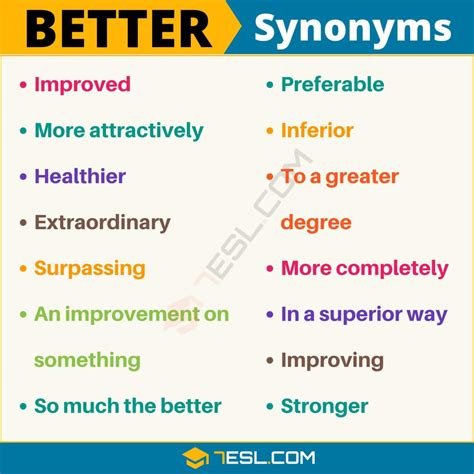 110 Synonyms For Better With Examples Another Word For “better” • 7esl