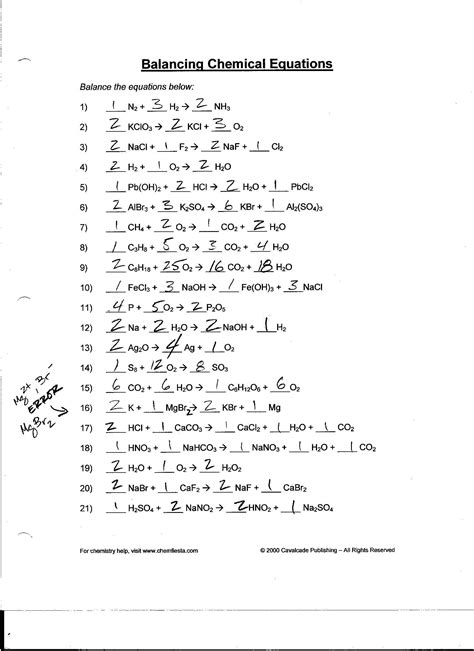 Chemical formulas and equations worksheet answers balancing chemical equations answer sheet. Balancing Chemical Equations Worksheet 2 Answers