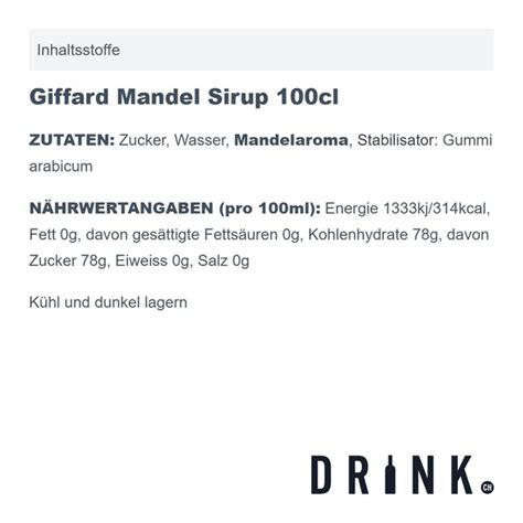 Giffard Mandel Sirup 100cl Drinks De