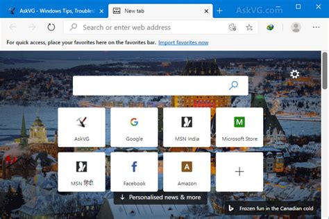 Tip Set A Clean And Minimal New Tab Page In Microsoft Edge Askvg