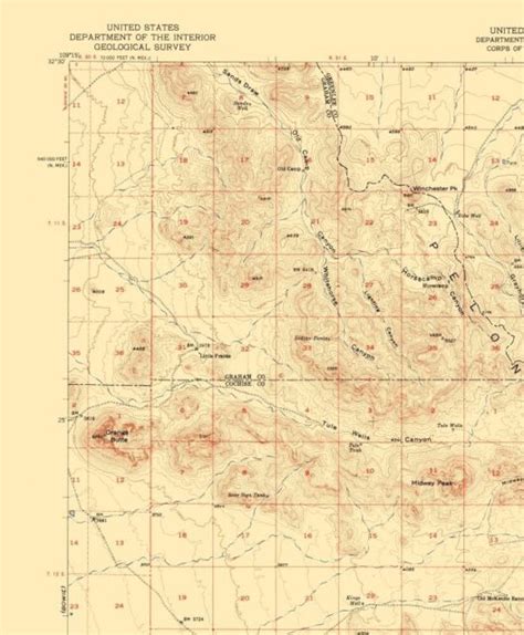 Topo Map San Simon Arizona Quad Usgs 1950 2300 X 2785 Ebay