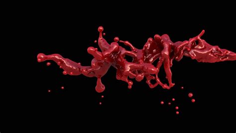 4k Red Bright Paint Splash Blood In Slow Motion Isolated