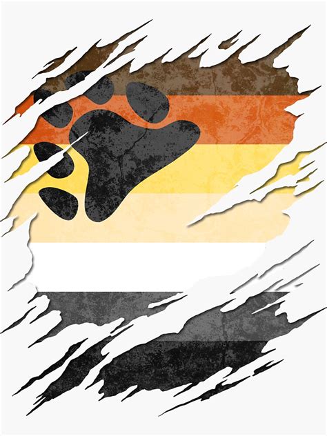 Gay Bear Pride Flag Ripped Reveal Sticker By Valador Redbubble