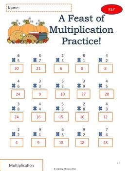 3rd Grade Thanksgiving Math Worksheets by Learning 4 Keeps ...
