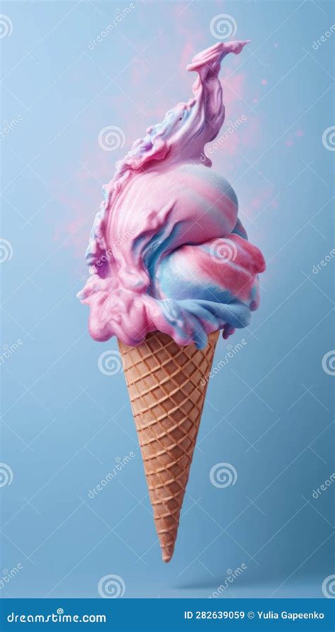 Pink And Blue Ice Cream Illustration Ai Generative Stock Illustration