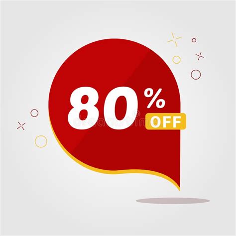 Red Sticker With 80 Off Isolated Vector Round Sale Tag Discount Offer