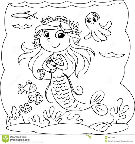 You can also create your own ocean coloring book and share it with. Black And White Mermaid Under Water Stock Vector ...