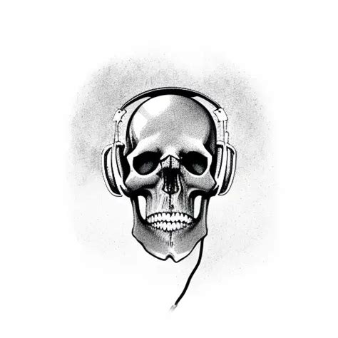 Sketch Skull With Headphones Tattoo Idea Blackink Ai