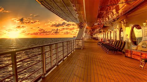 Floor Of A Cruise Ship And Golden Sun On Side Hd Cruise Ship Wallpapers