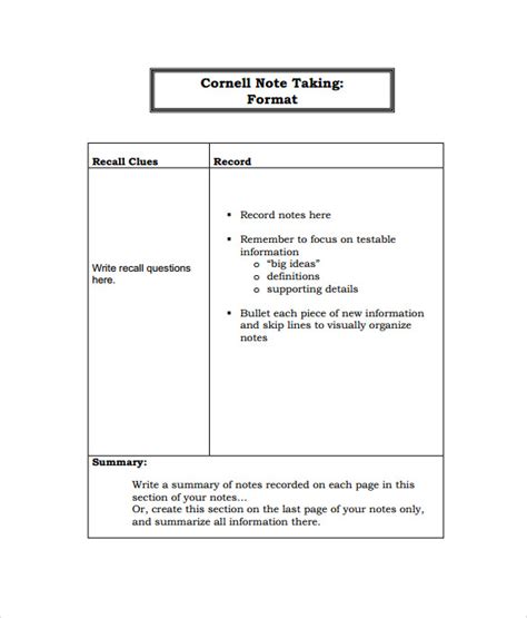 Dont panic , printable and downloadable free note taking format notes template invoice free cornell we have created for you. FREE 9+ Cornell Note Taking Templates in PDF | MS Word