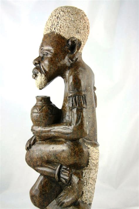 African Shona Sculpture Serpentine Stone 14h X 5w