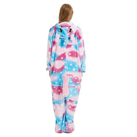 Colorful Blue Unicorn Onesie Adult Animal Kigurumi Pajamas Costume For