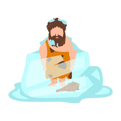 Premium Vector Caveman Frozen In Ice Illustration Vector