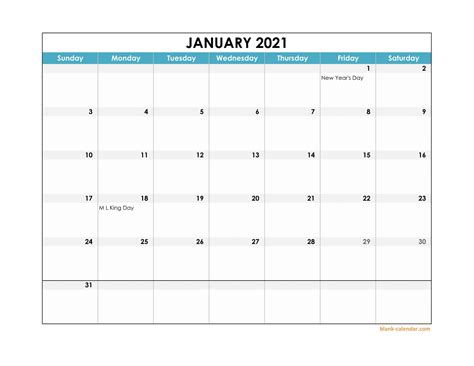 2021 Calendar Printable Editable