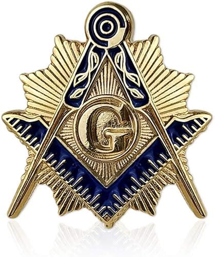 Atsknsk Masonic Pin Badge Square And Compass Blue Enamel Freemason Lapel