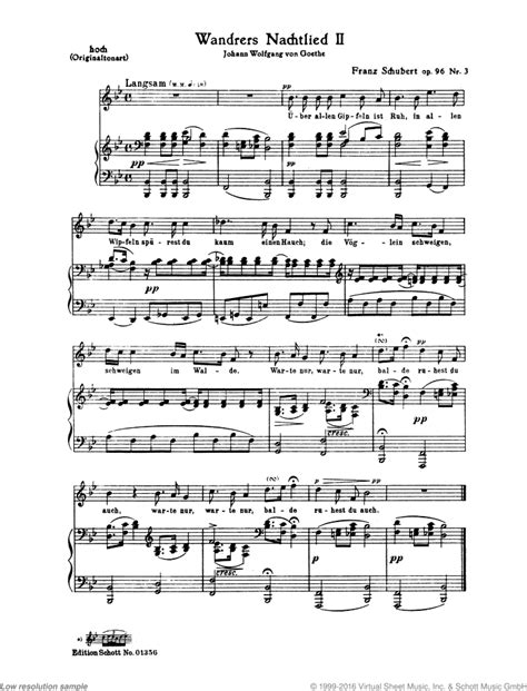 wandrers nachtlied ii op 96 3 d 224 der wanderer op 4 1 d 493 sheet music for soprano and