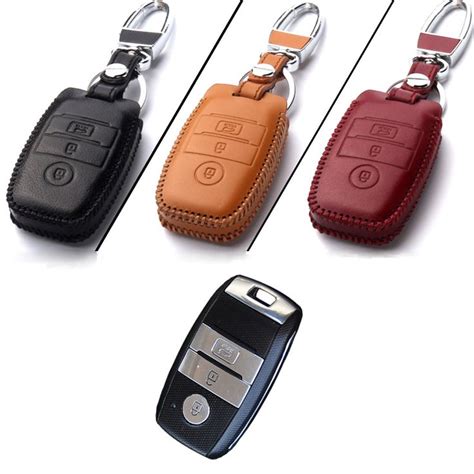 New 3 Buttons Pu Leather Remote Keychain Holder Case Cover For Kia