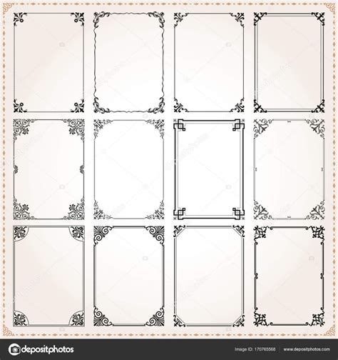 Decorative Frames And Borders Rectangle Proportions Set Stock Vector
