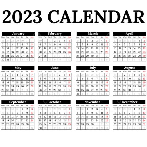 Design Semplice Calendario Nero 2023 Calendario Minimalista Calendario