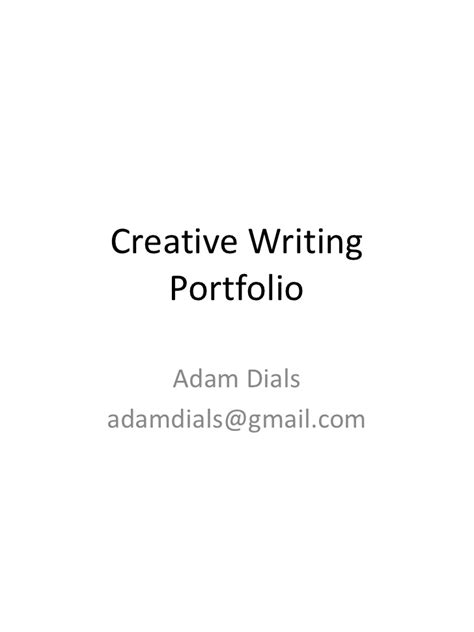 Creative Writing Portfolio — How To Format Fiction Writing