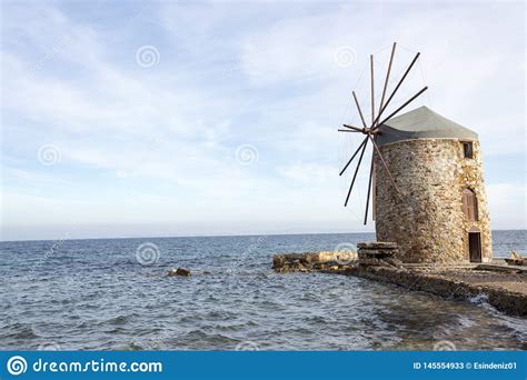 Greece Island Chios Island Historical Windmill Travel Concept Photo