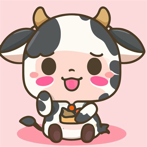 Cute Chibi Cow Kawaii Illustration Cow Farm Icon Graphic 17047803