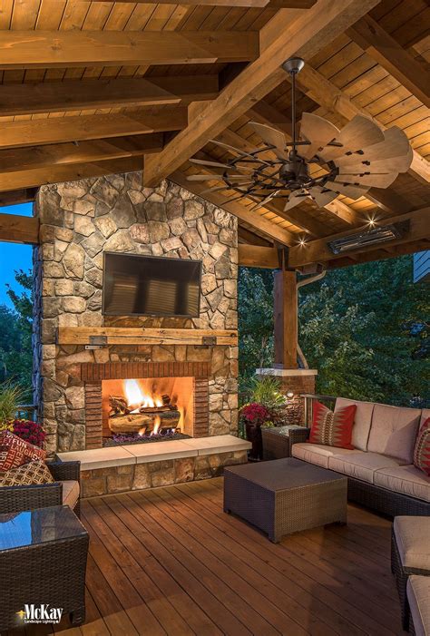 Patio Deck Lighting Ideas With Fireplace